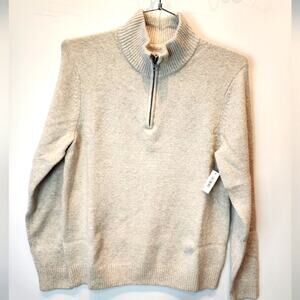 New Men's Long‎ Sleeve Pullover Sweater Soft Knit Warm Quarter Zip Top Size L